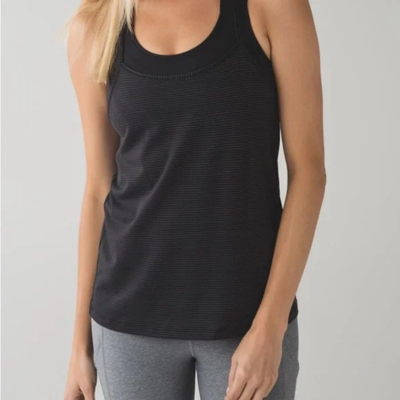 **SOLD***Lululemon Black Tough It Out Tank Sz 10 w/Attached Sports Bra - Picture 2 of 16